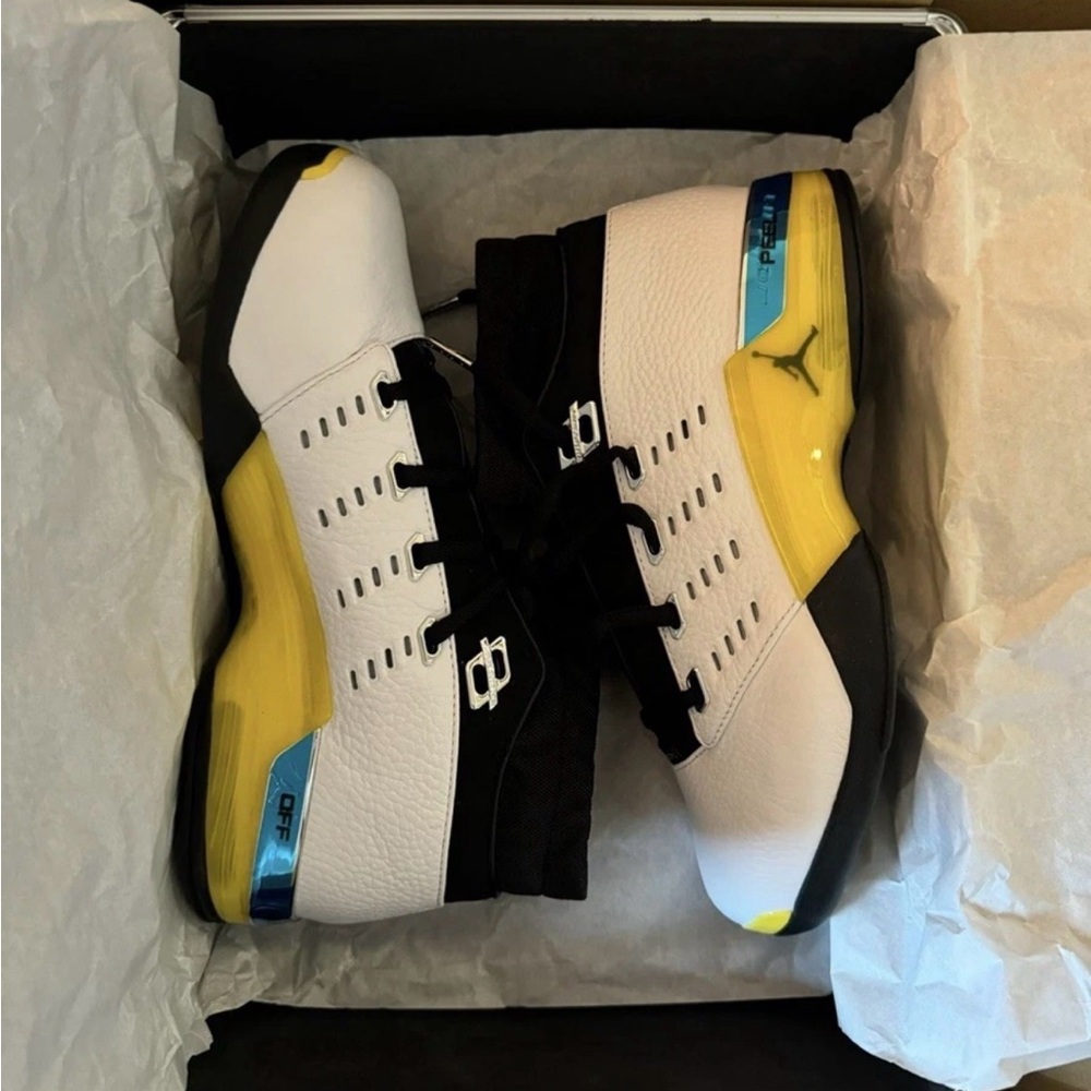 Jordan White Black Yellow Basketball Sneakers